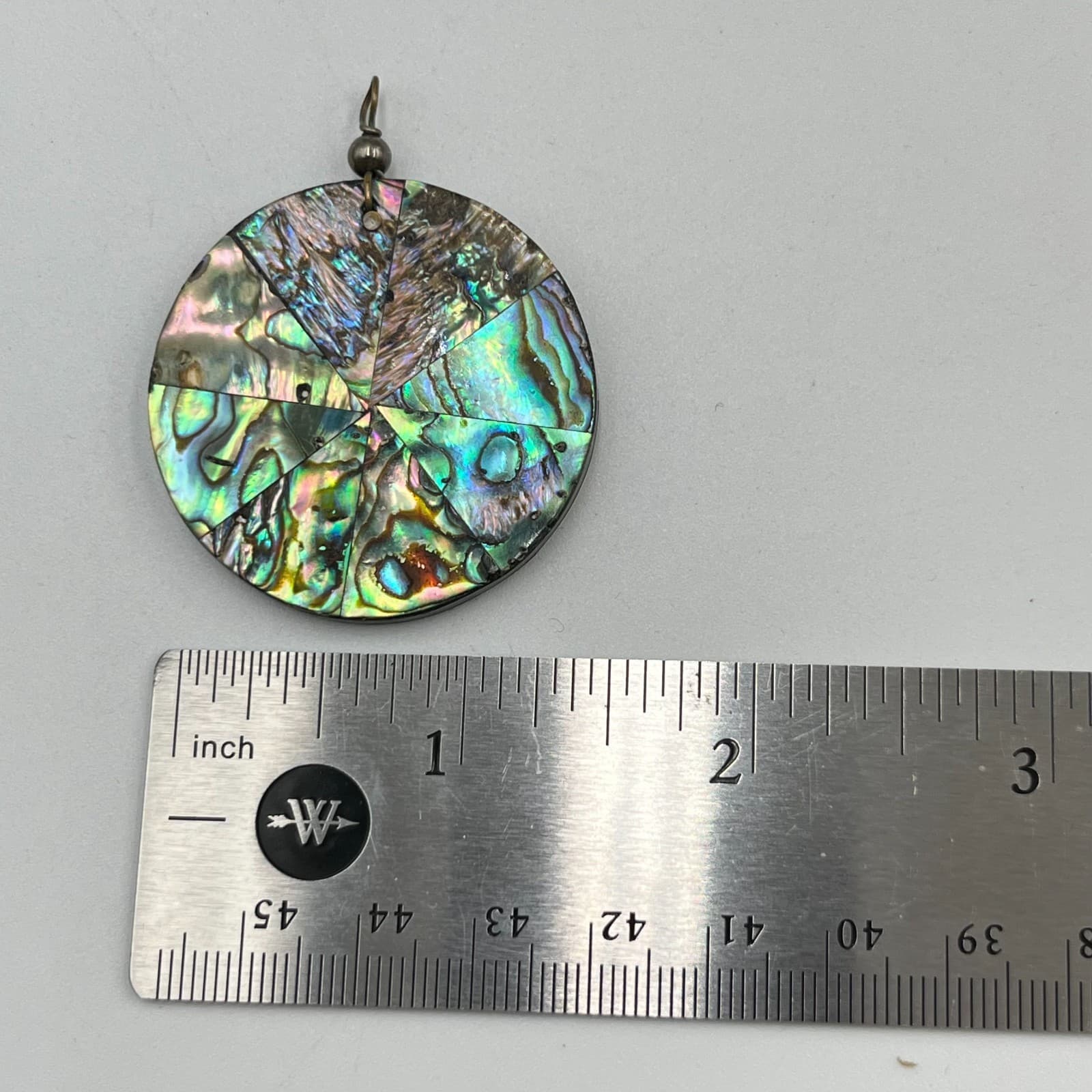 Vintage Y2K Abalone Shell Inlay Geometric Necklace, Earrings & Ring Set Retro - Thumbnail 11