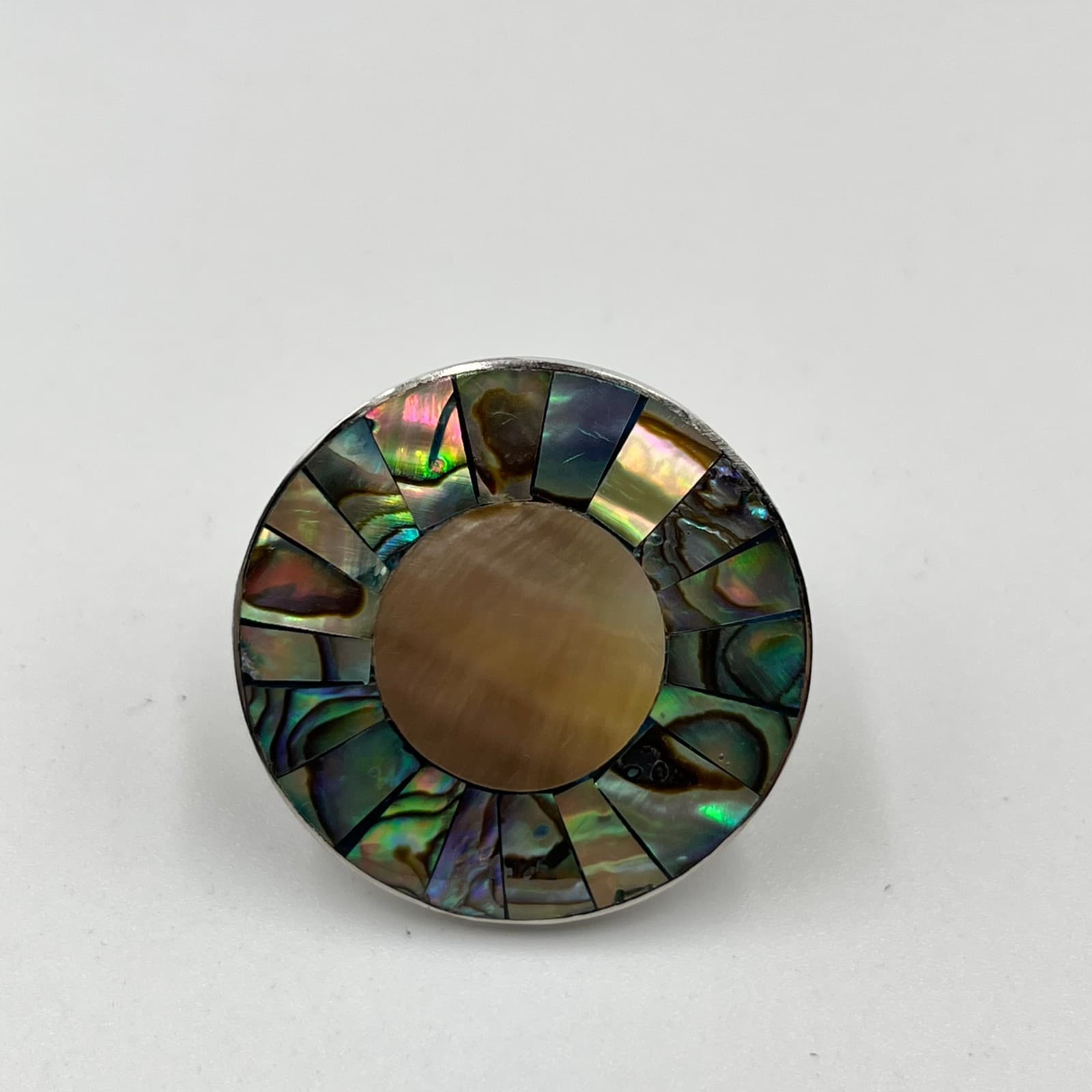 Vintage Y2K Abalone Shell Inlay Geometric Necklace, Earrings & Ring Set Retro - Thumbnail 12
