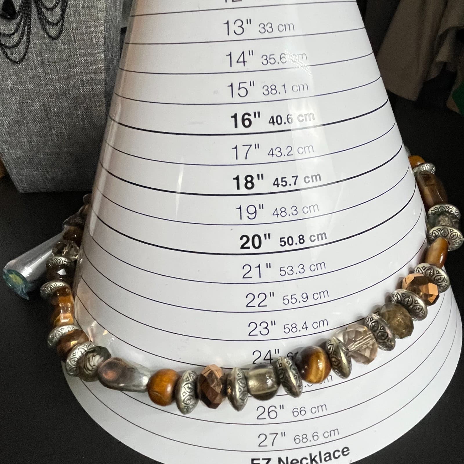VTG Boho Tiger’s Eye & Mixed Bead Statement Necklace Silver Tone Southwestern - Thumbnail 8