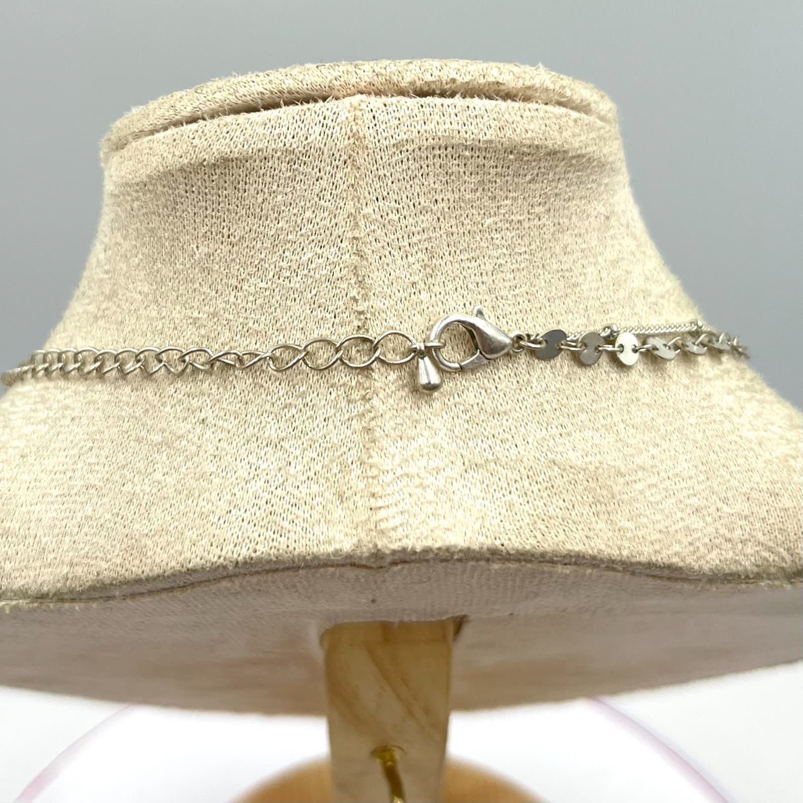 Vintage Modern Layered Silver Tone Sequin & Satellite Bead Multi-Strand Necklace - Thumbnail 5