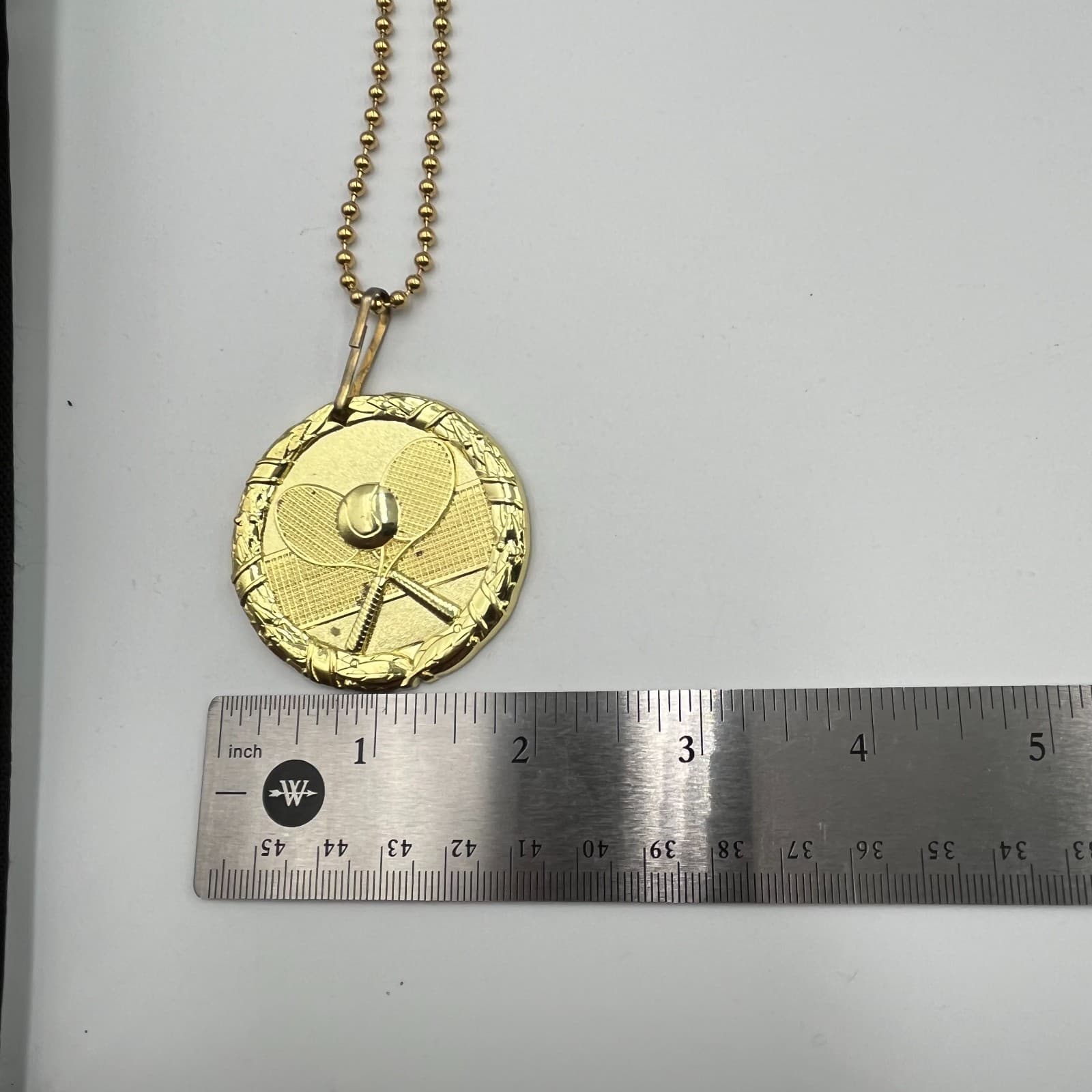 VTG Express Medal Gold Tone Tennis Racket Medal Pendant Necklace Sporty Retro - Thumbnail 7