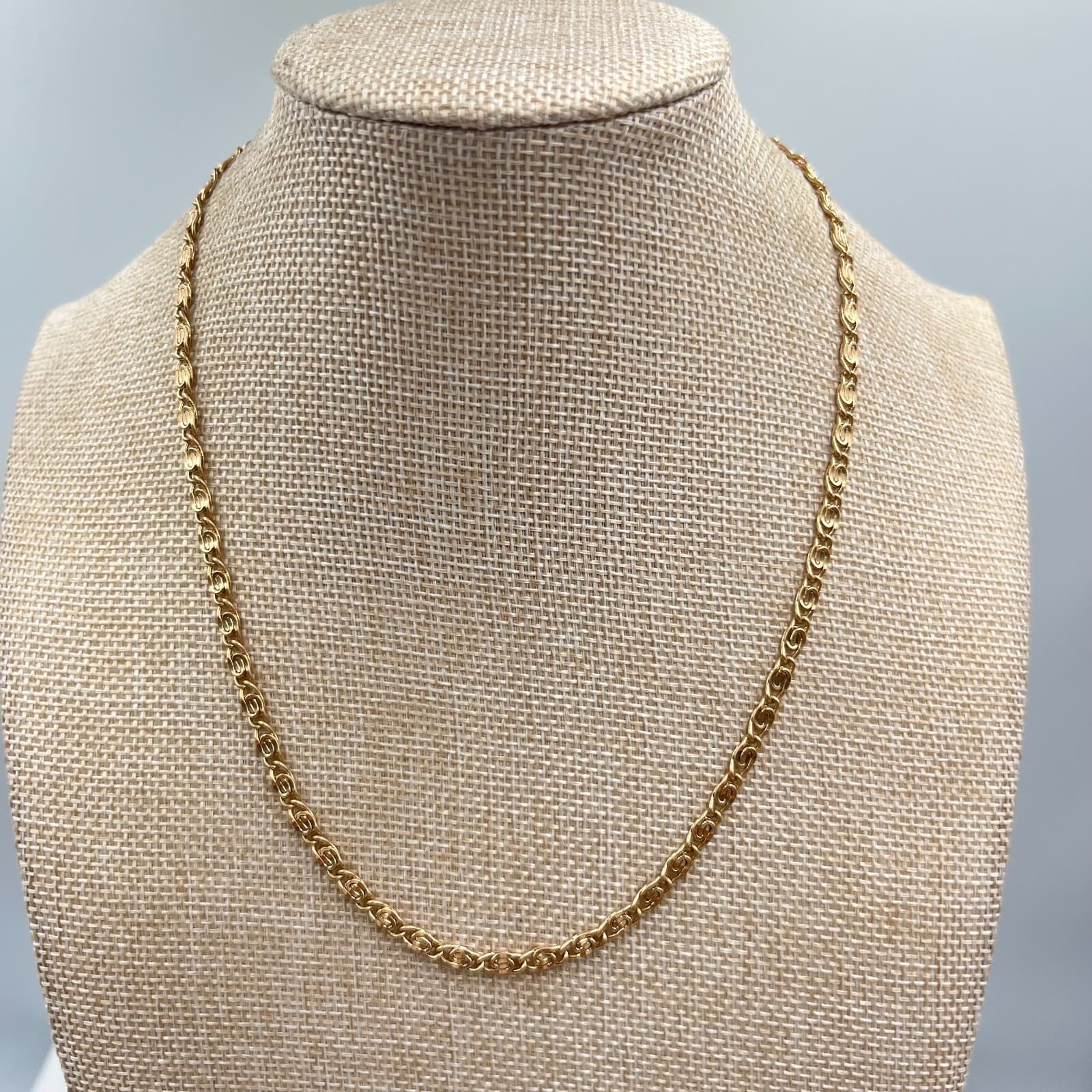 Vintage Gold Tone Double Layer S-Link Chain Necklace Set Lobster Adjustable - Thumbnail 2