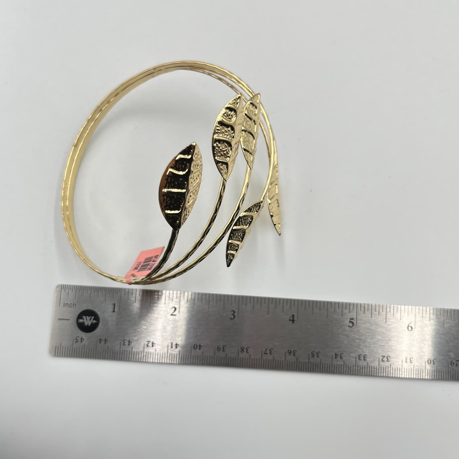 Vintage Style Gold Tone Leaf Bypass Bangle Bracelet Greek Goddess Boho Chic - Thumbnail 7