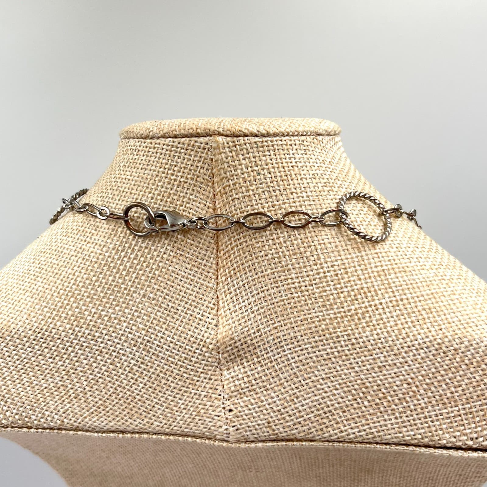 Vintage Silver Tone Long Station Necklace Twisted Rope Link Y2K Retro Style - Thumbnail 5
