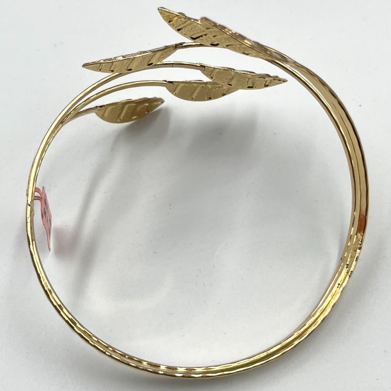 Vintage Style Gold Tone Leaf Bypass Bangle Bracelet Greek Goddess Boho Chic - Thumbnail 4