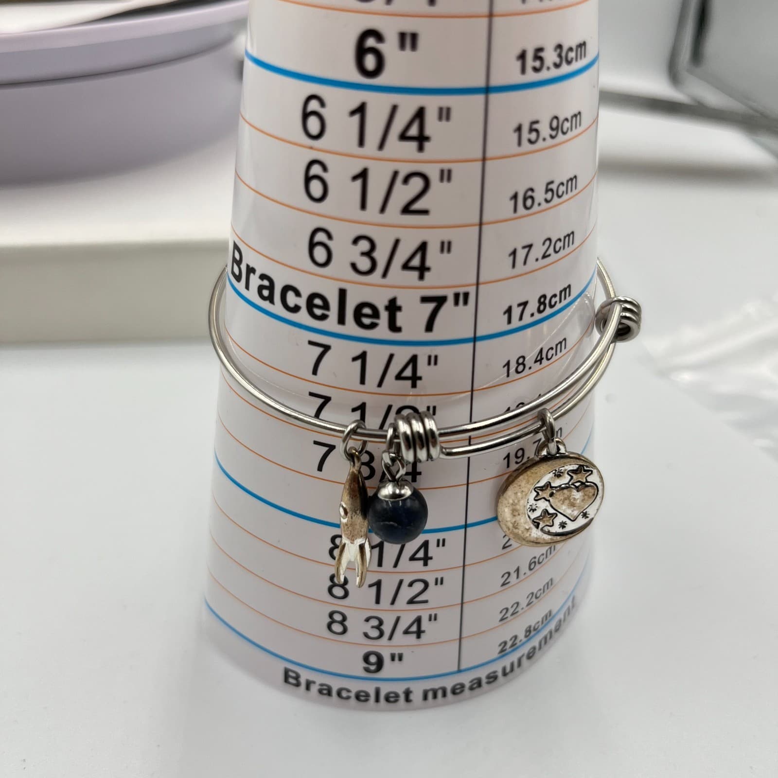 VTG Celestial Silver Tone Charm Bangle "I Love You to the Moon and Back" Classic - Thumbnail 6