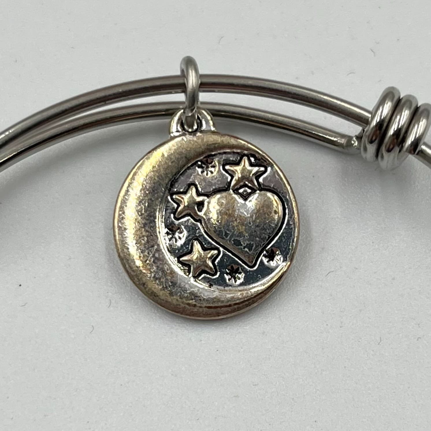 VTG Celestial Silver Tone Charm Bangle "I Love You to the Moon and Back" Classic - Thumbnail 2