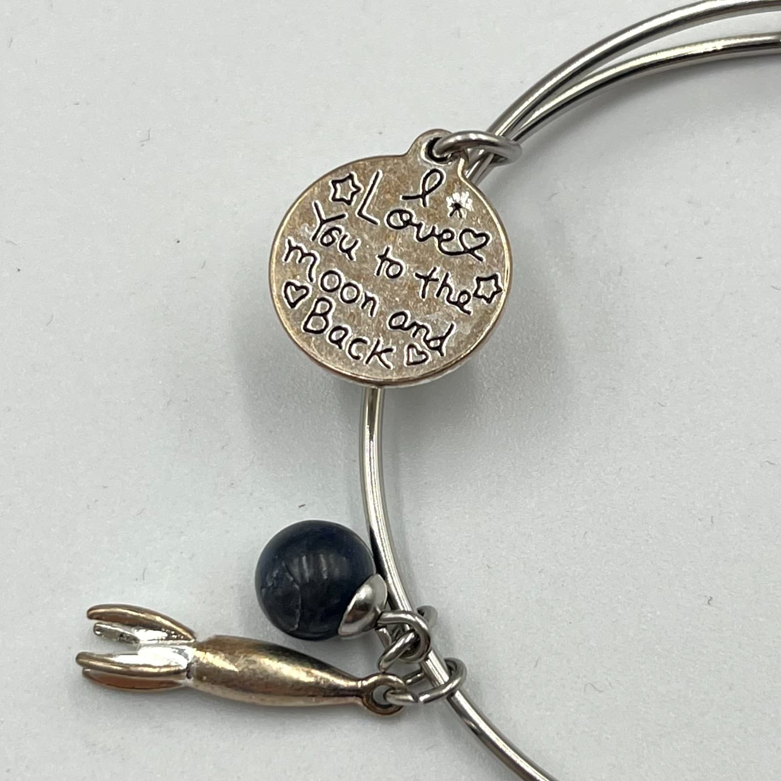 VTG Celestial Silver Tone Charm Bangle "I Love You to the Moon and Back" Classic - Thumbnail 4