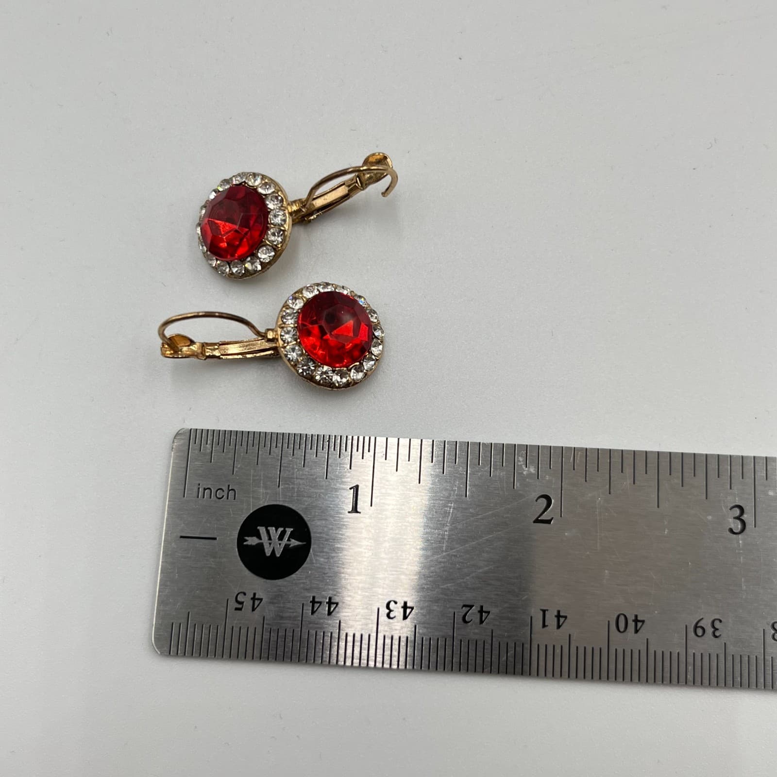 Vintage Retro Red Heart Crystal Jewelry Set Necklace Ring Earrings Gold Tone - Thumbnail 11