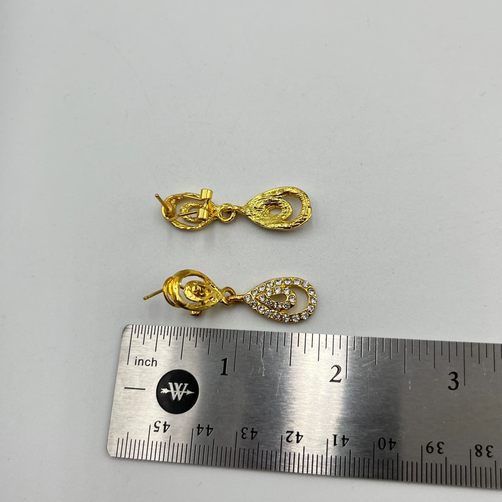 Retro Gold Tone Crystal Teardrop Jewelry Set - Ring Bracelet Earrings 4pc - Thumbnail 3