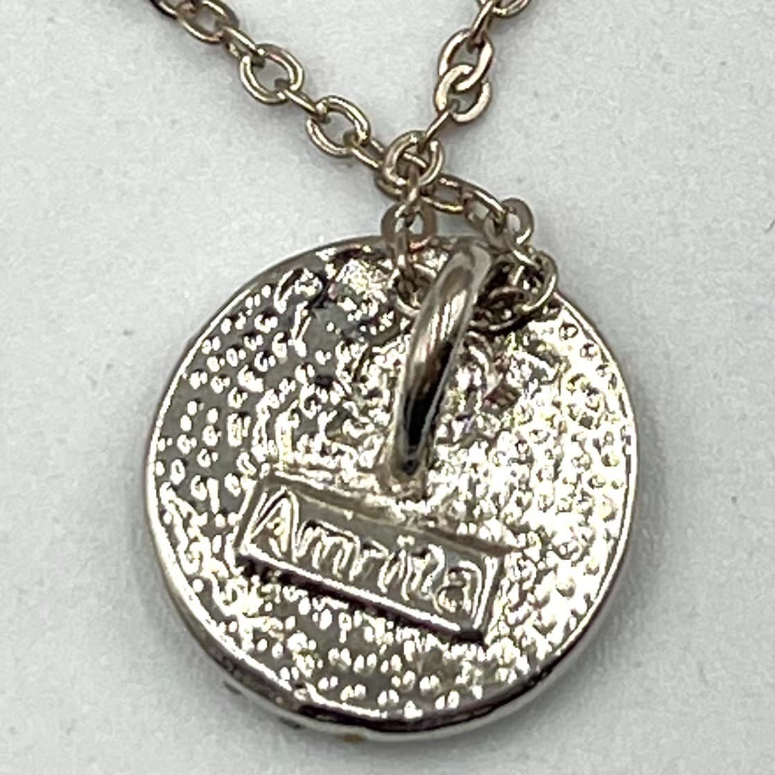 Vintage Amrita Singh Silver Tone Pave Crystal Disc Pendant Necklace 18-20" Retro - Thumbnail 4