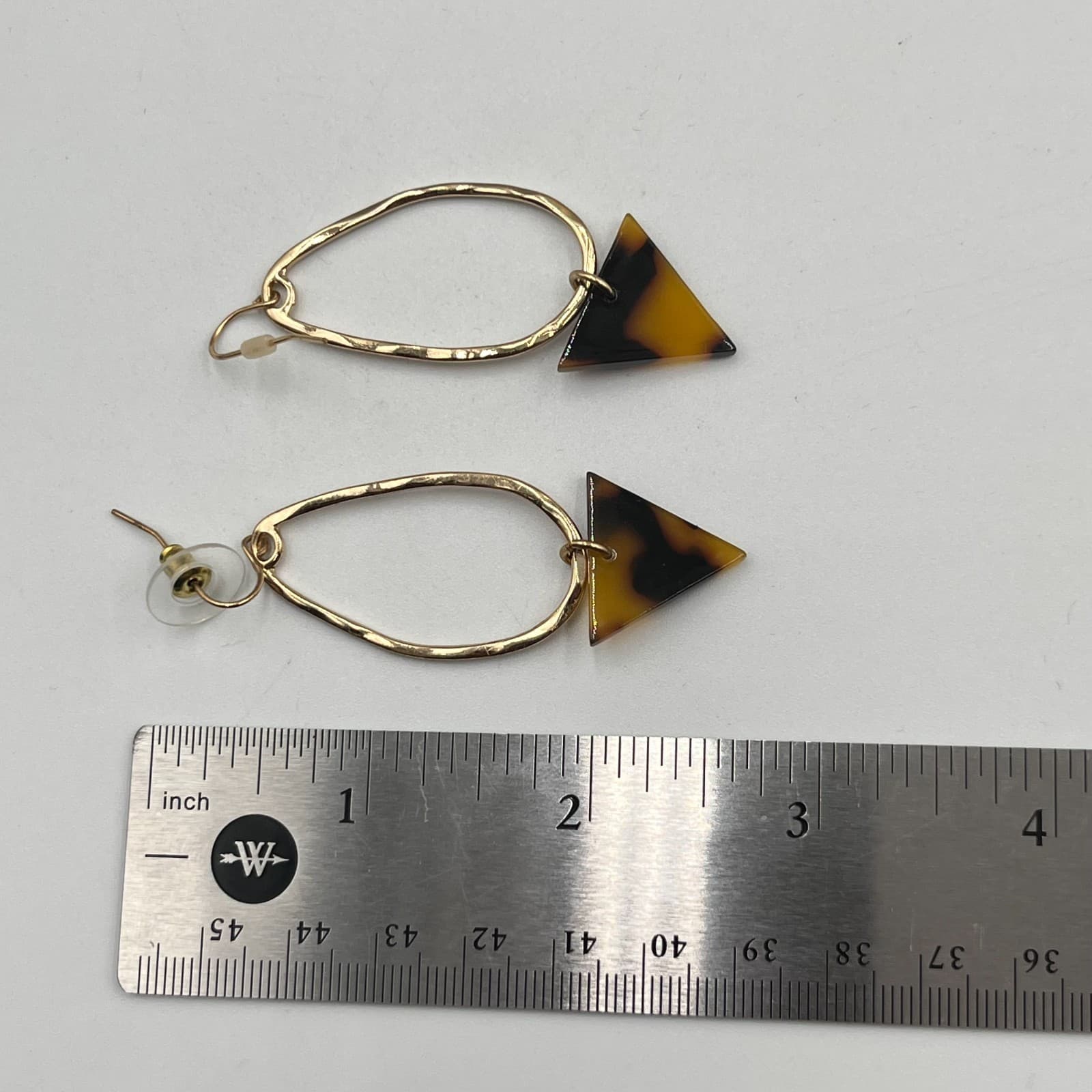 VTG Tortoise Shell Earring Set Mod Resin Gold Tone Celestial Geometric 3 Pairs - Thumbnail 5