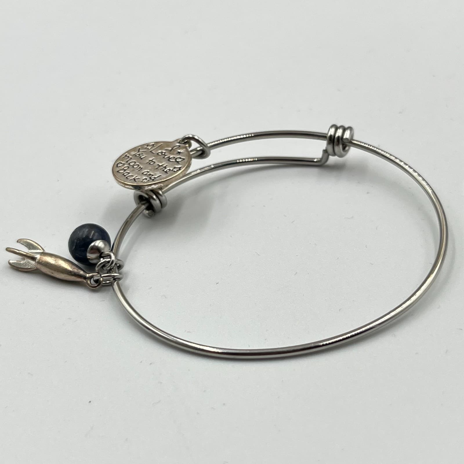 VTG Celestial Silver Tone Charm Bangle "I Love You to the Moon and Back" Classic - Thumbnail 5