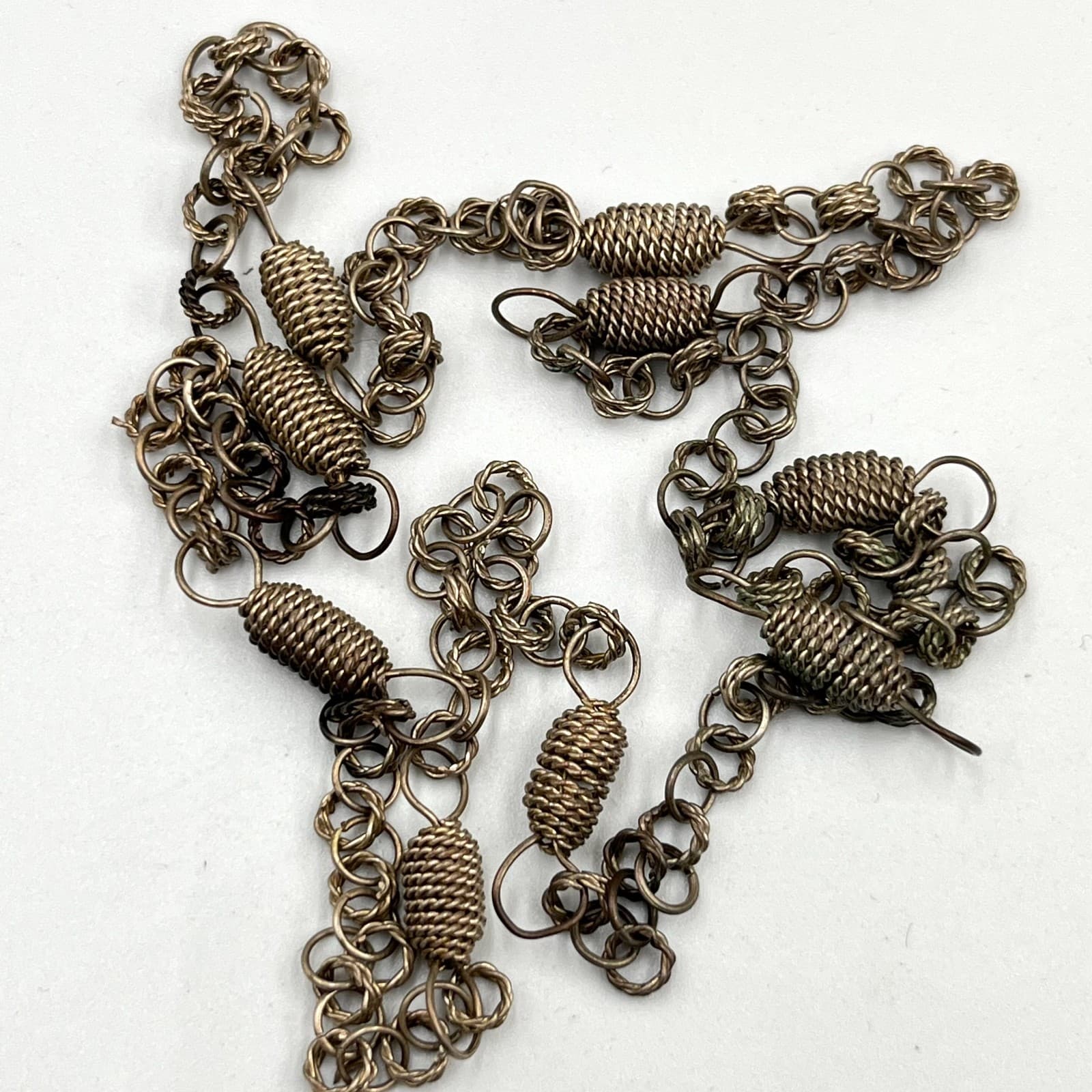 Vintage Industrial Mixed Metal Barrel Link Chain Necklace - Goth Boho Classic - Thumbnail 3
