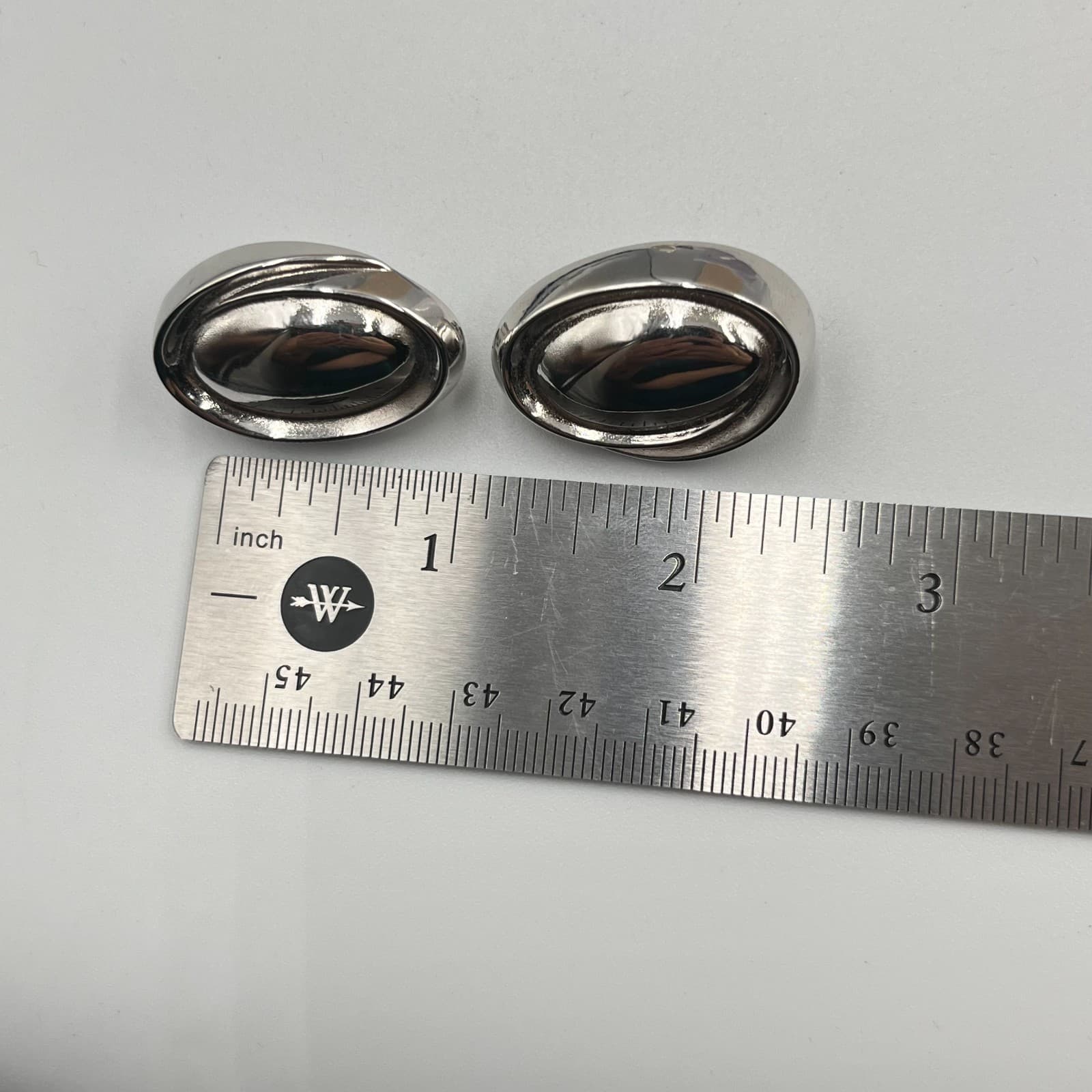 Vintage Y2K Silver Tone Chunky Oval & Teardrop Clip-On Earrings Statement Set - Thumbnail 4
