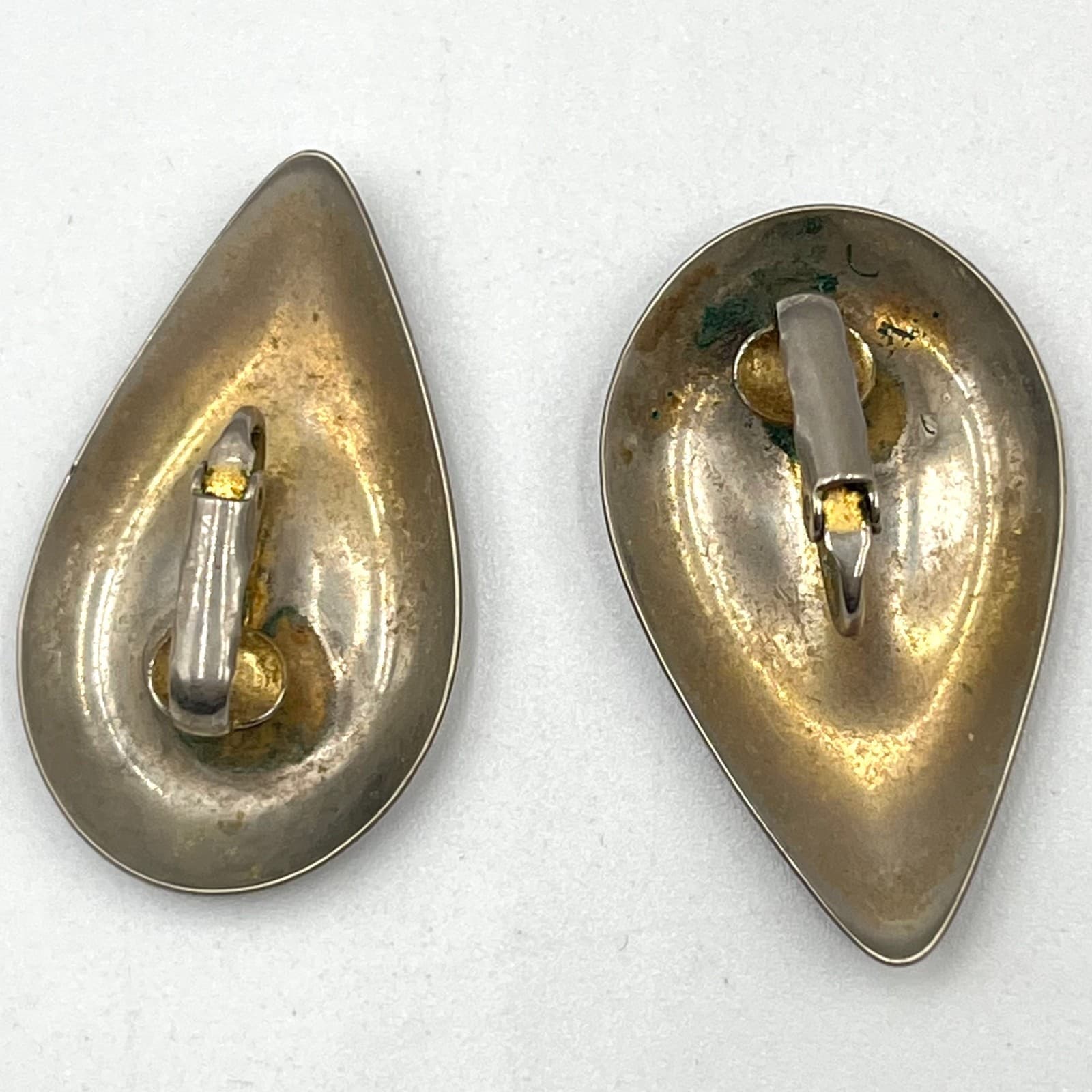 Vintage Y2K Silver Tone Chunky Oval & Teardrop Clip-On Earrings Statement Set - Thumbnail 6