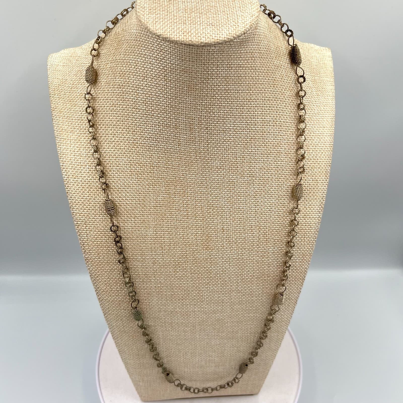 Vintage Industrial Mixed Metal Barrel Link Chain Necklace - Goth Boho Classic - Thumbnail 5