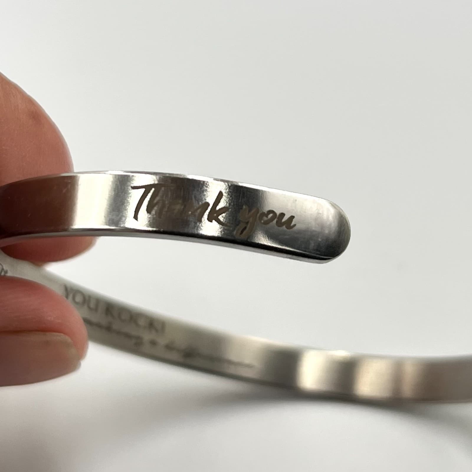 Vintage Modern Inspirational Stainless Steel Cuff Bracelet Set Silver Tone 2pc - Thumbnail 4