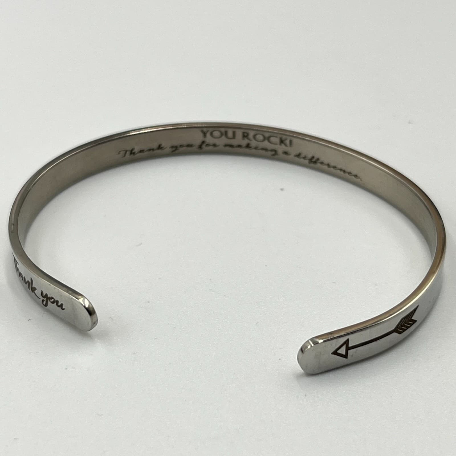 Vintage Modern Inspirational Stainless Steel Cuff Bracelet Set Silver Tone 2pc - Thumbnail 5