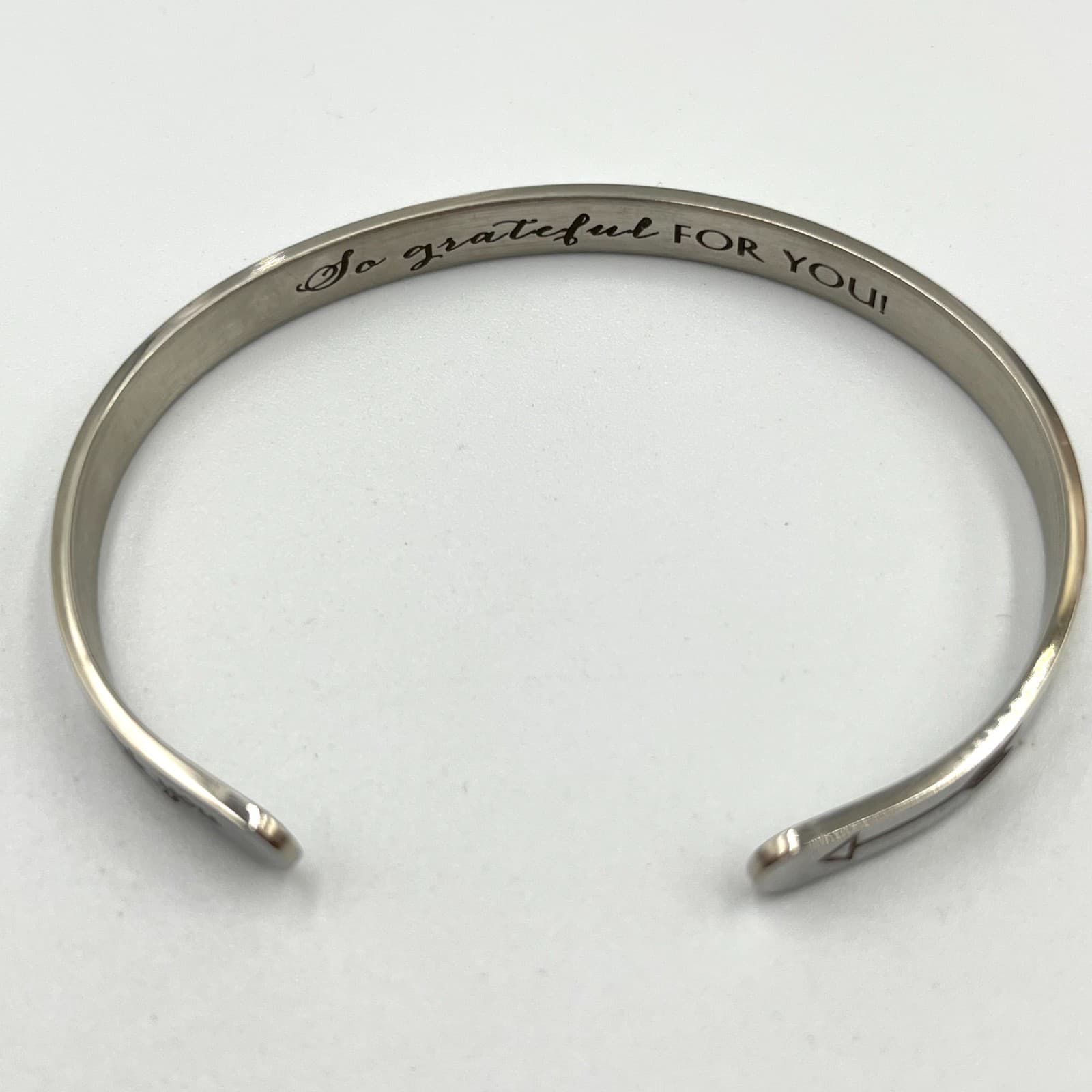 Vintage Modern Inspirational Stainless Steel Cuff Bracelet Set Silver Tone 2pc - Thumbnail 6