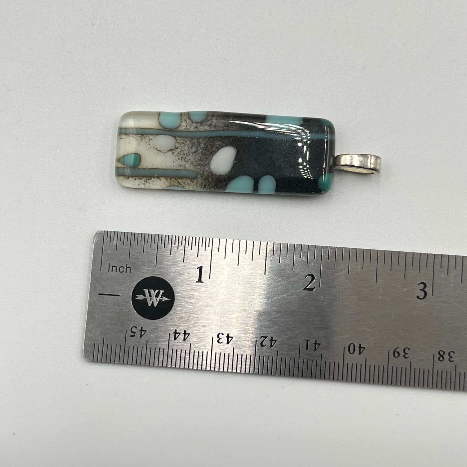 Vintage Artisan Fused Glass Pendant Set Multi Color Dichroic Abstract 4pc - Thumbnail 3