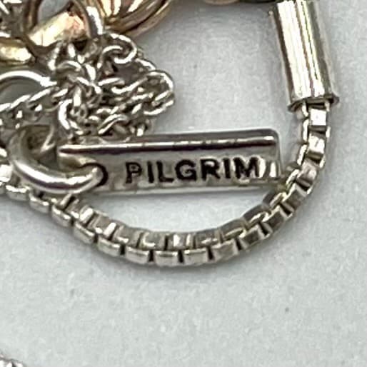 Vintage Pilgrim Silver Tone Circle Crystal Pendant Box Chain Necklace Minimalist - Thumbnail 4