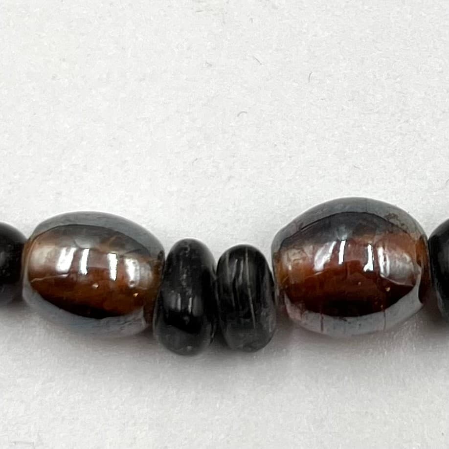 Vintage Earth Tone Tiger Eye & Glass Bead Choker Necklace Brown Boho Retro - Thumbnail 3