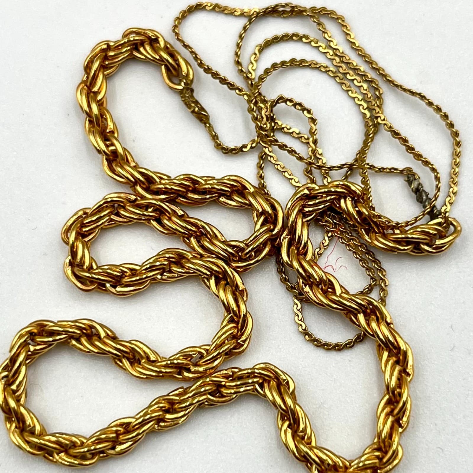 VTG Gold Tone Mixed Link Chain Necklace Retro Long Rope & Curb Layering Piece - Thumbnail 4