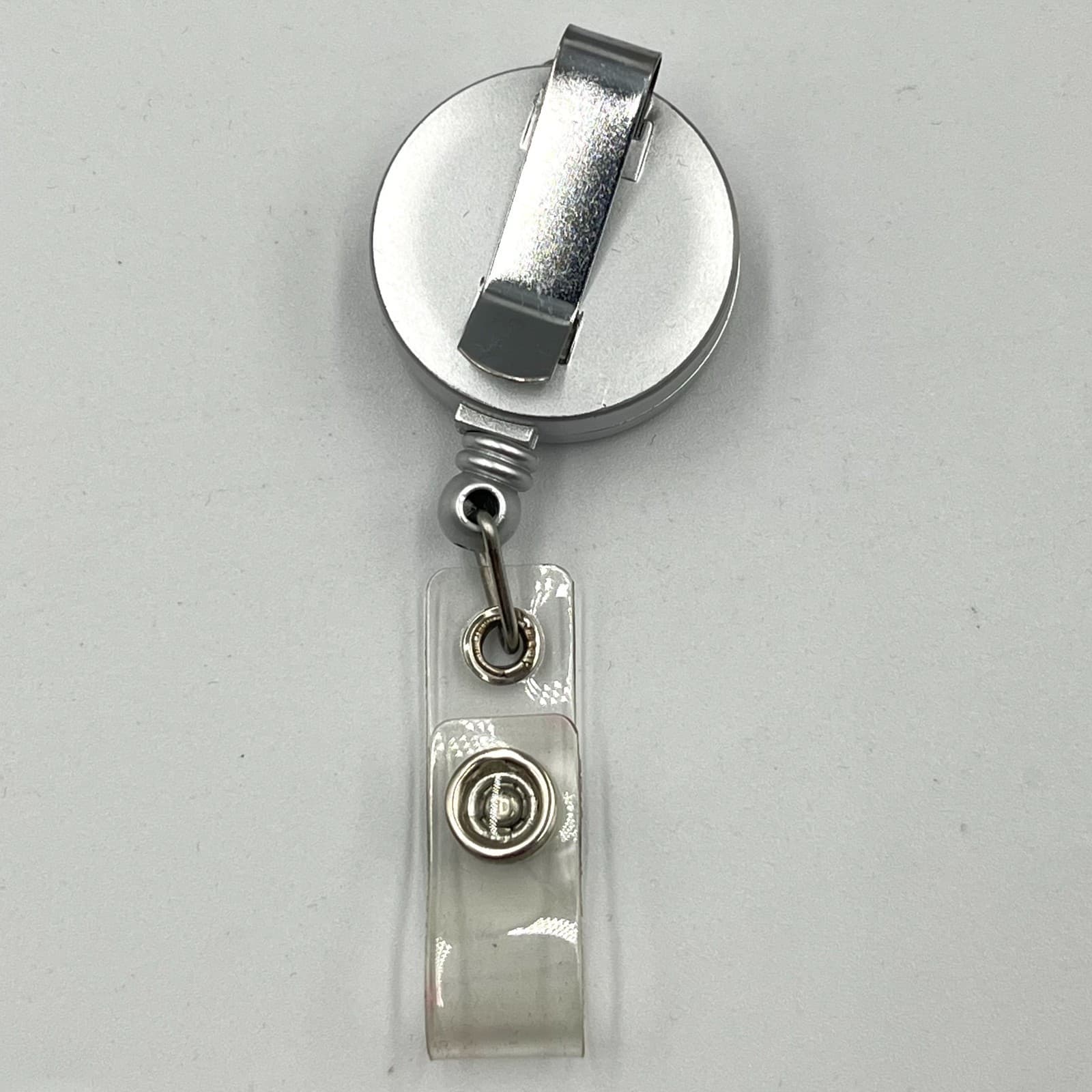 Vintage Western Boho Double Feather Retractable Badge Reel Silver Tone ID Holder - Thumbnail 4