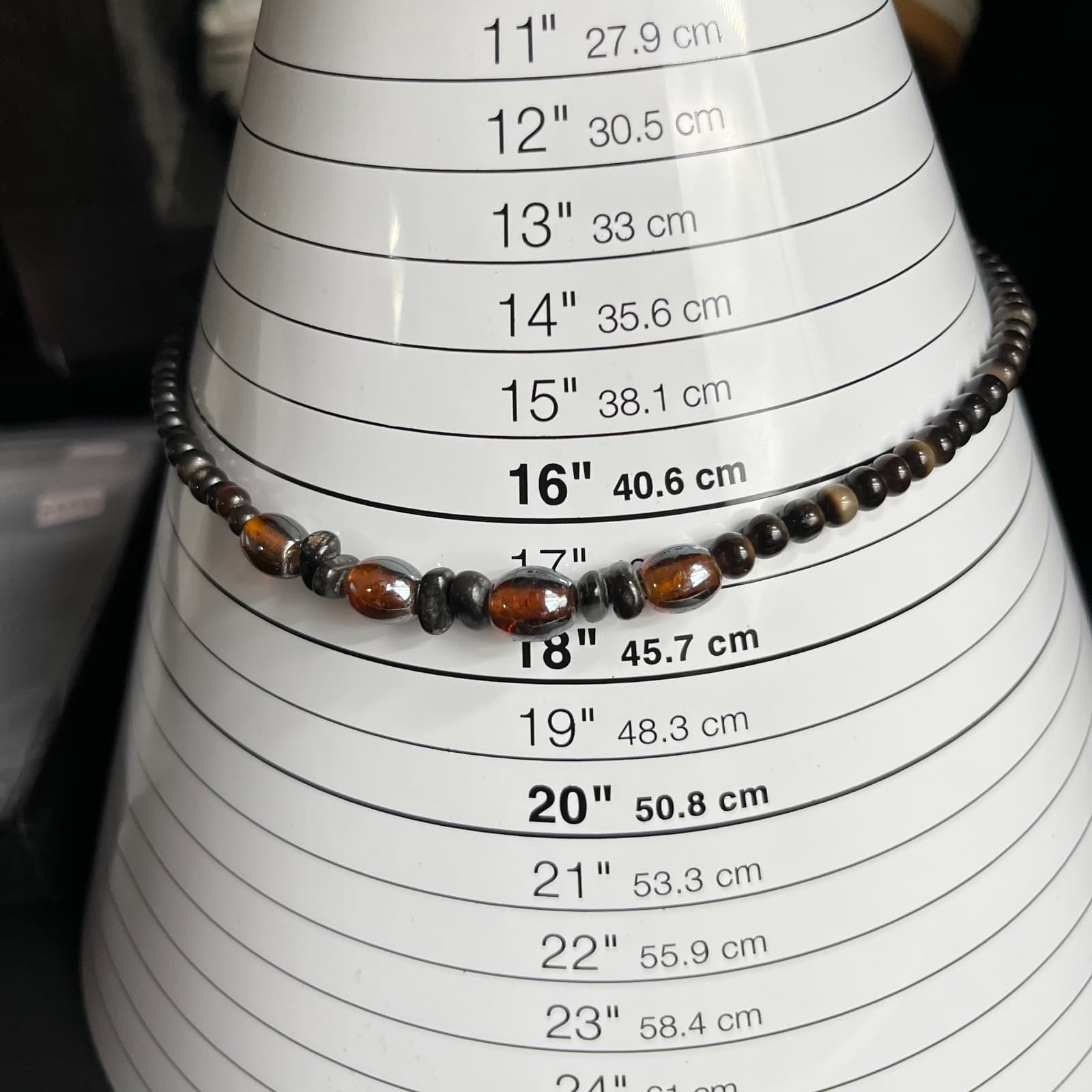 Vintage Earth Tone Tiger Eye & Glass Bead Choker Necklace Brown Boho Retro - Thumbnail 7