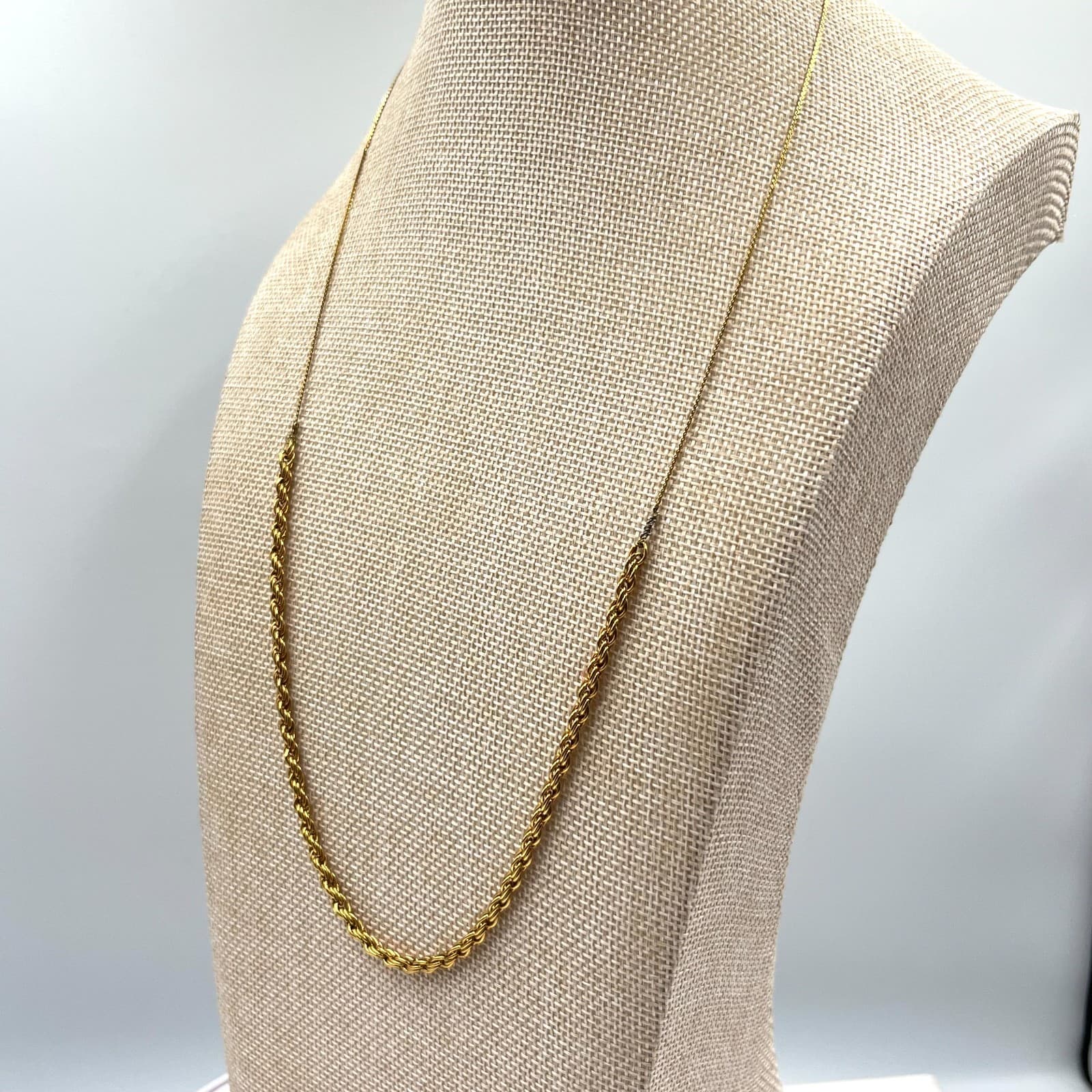 VTG Gold Tone Mixed Link Chain Necklace Retro Long Rope & Curb Layering Piece - Thumbnail 6