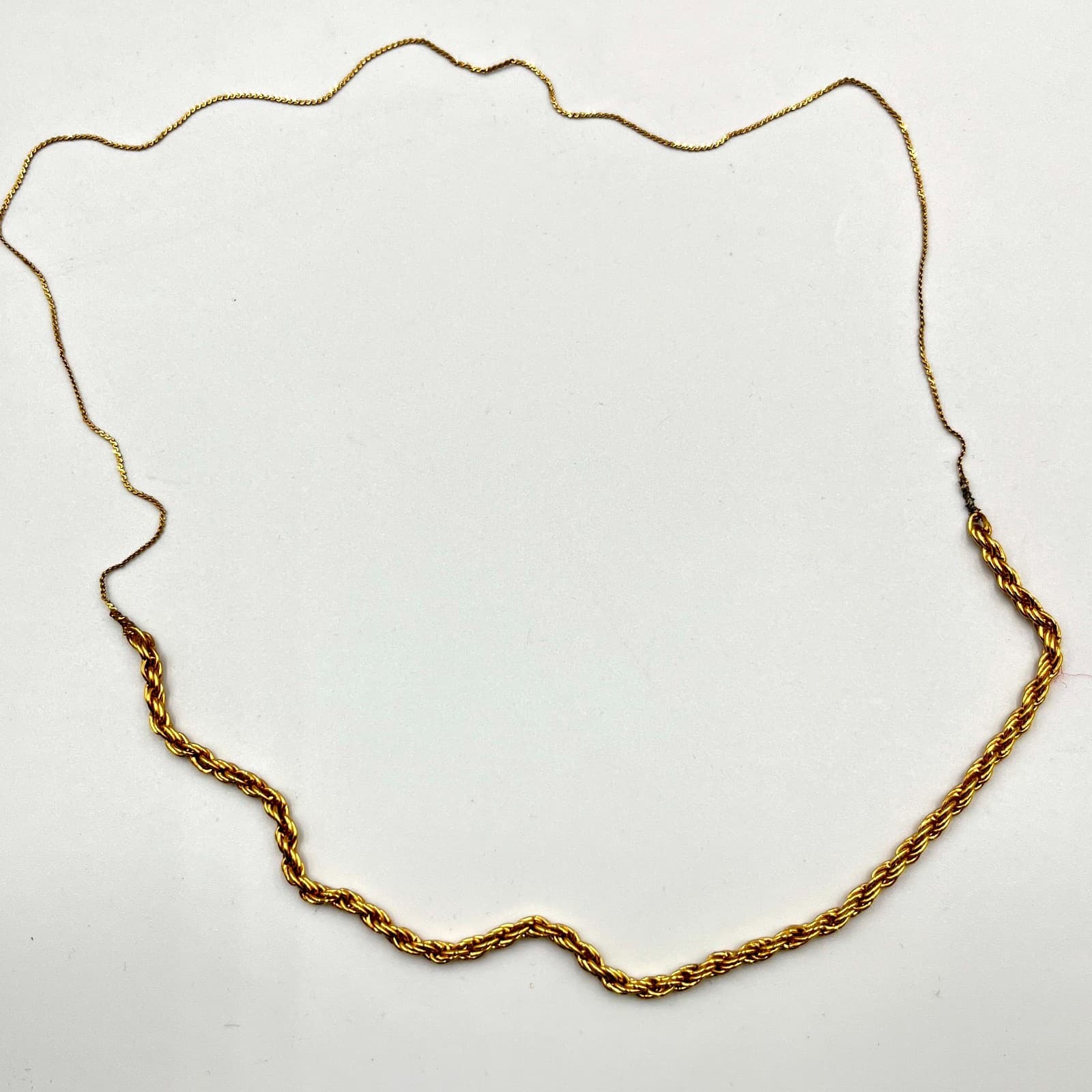 VTG Gold Tone Mixed Link Chain Necklace Retro Long Rope & Curb Layering Piece - Thumbnail 3