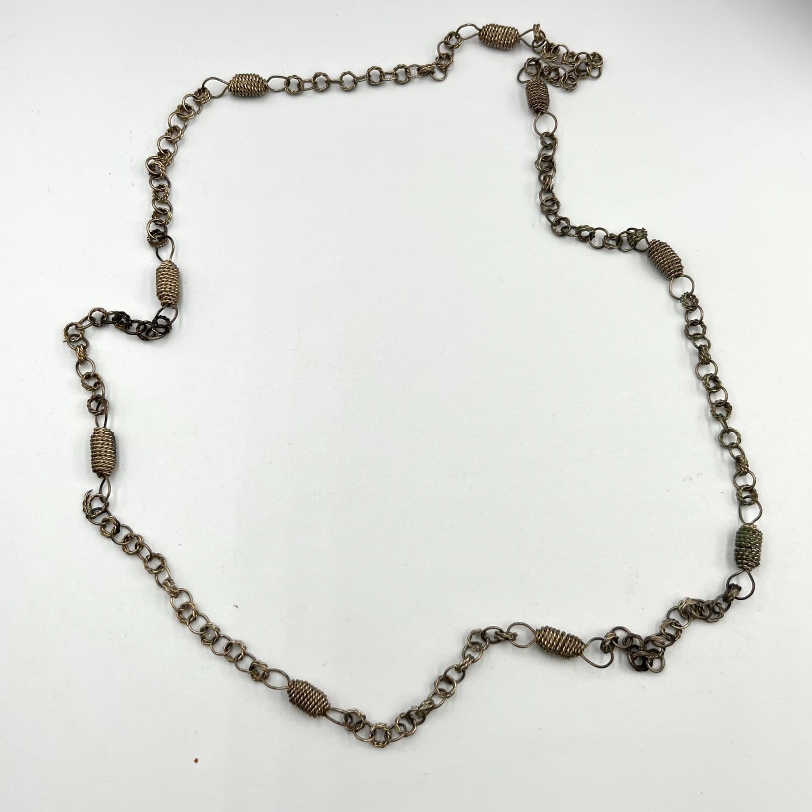 Vintage Industrial Mixed Metal Barrel Link Chain Necklace - Goth Boho Classic - Thumbnail 2