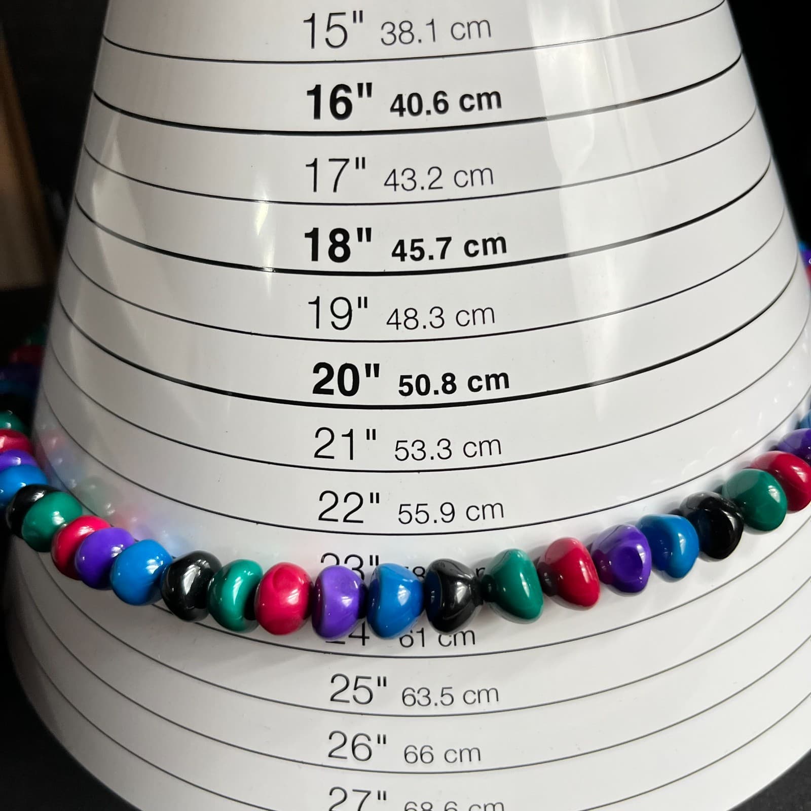 Vintage Retro Multi-Color Glass Pebble Bead Necklace Jewel Tone Boho 23" Fashion - Thumbnail 6