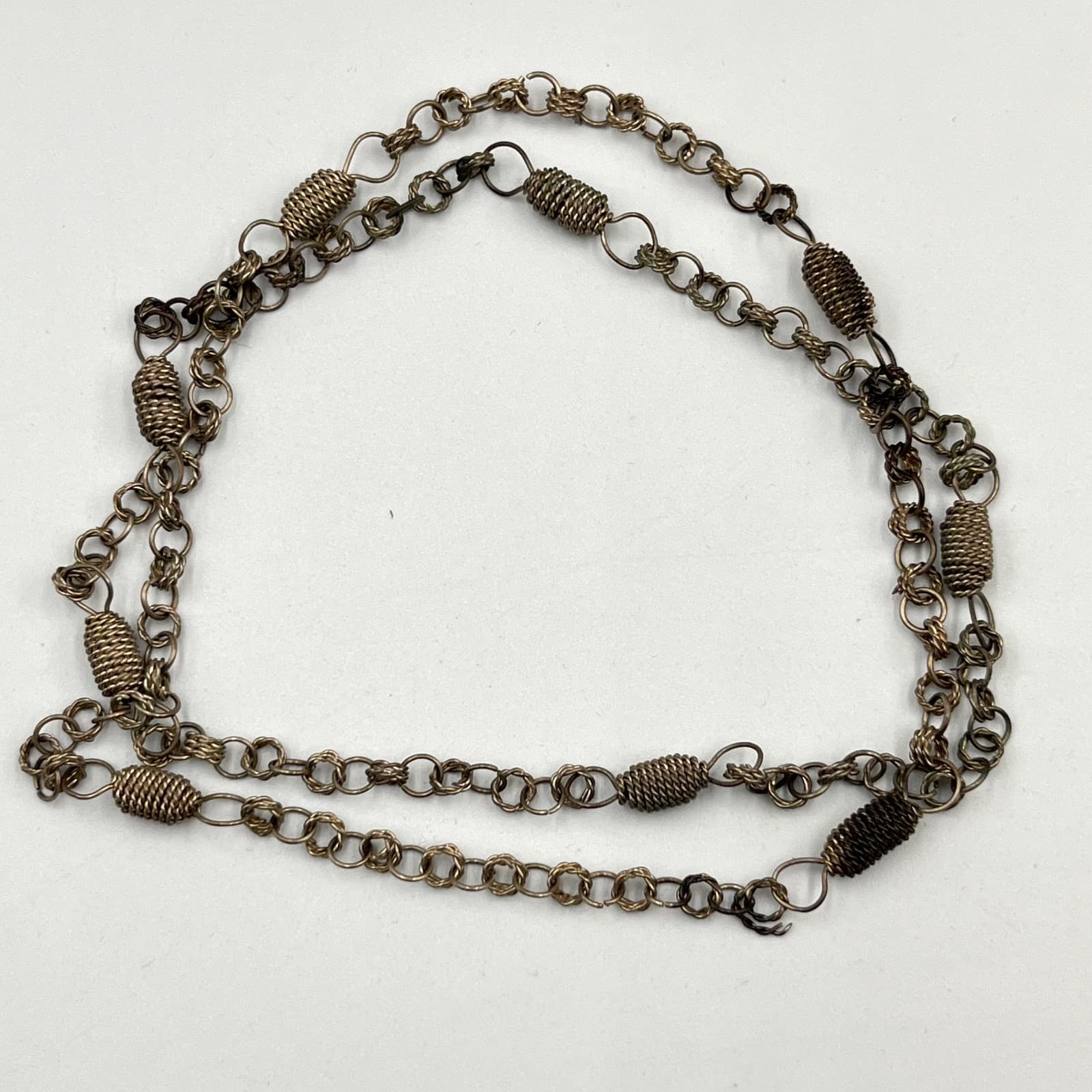 Vintage Industrial Mixed Metal Barrel Link Chain Necklace - Goth Boho Classic - Thumbnail 4