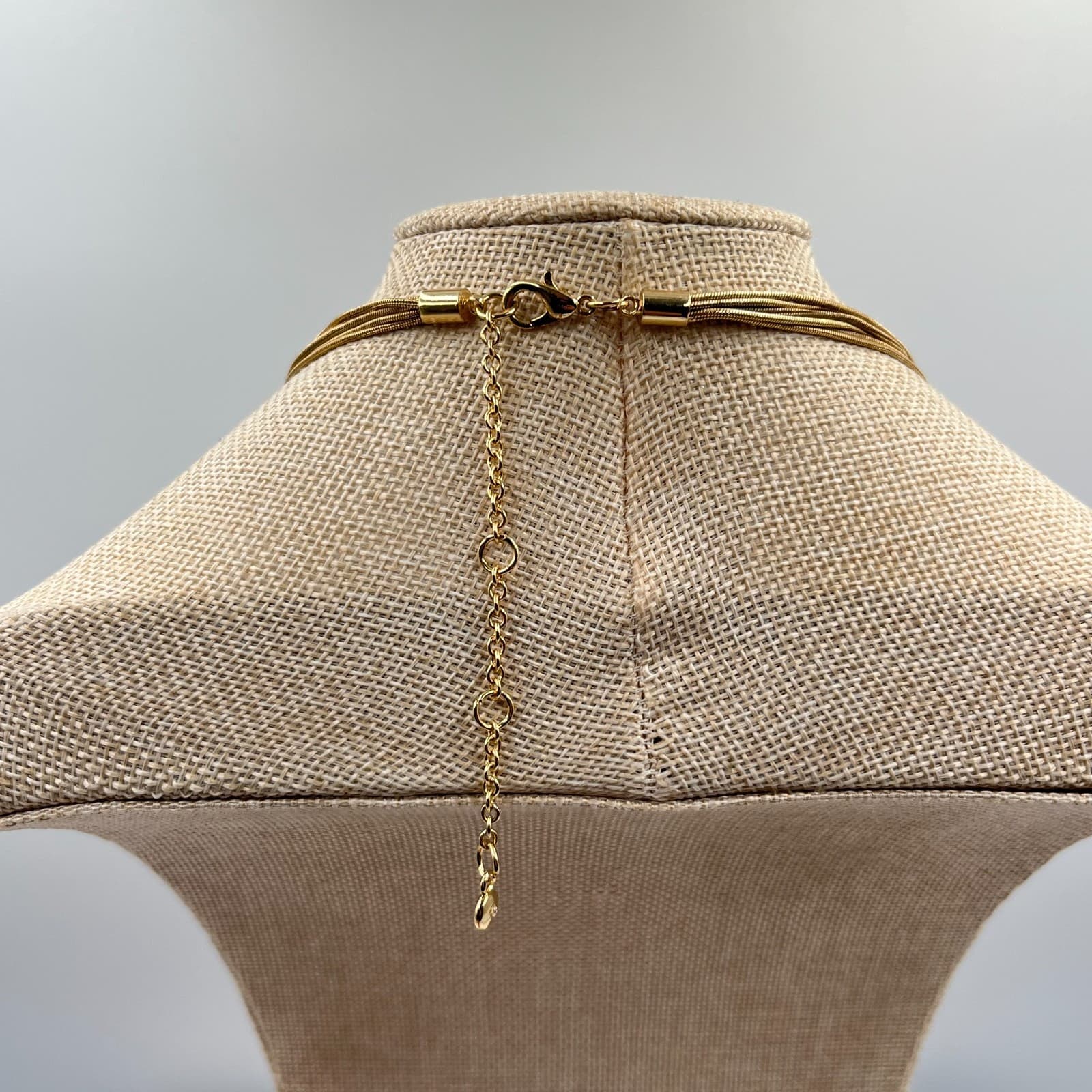 VTG Gold Tone Multi-Strand Snake & Rhinestone Chain Layered Necklace Retro Glam - Thumbnail 6