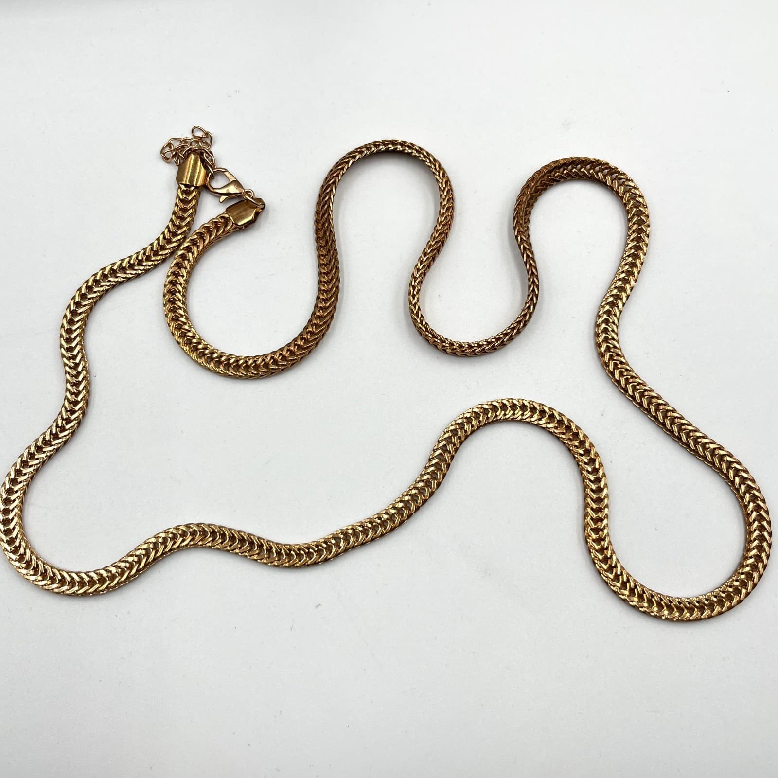 Vintage Style Gold Tone Wheat Chain Necklace Retro Boho Braided Link Lobster - Thumbnail 2