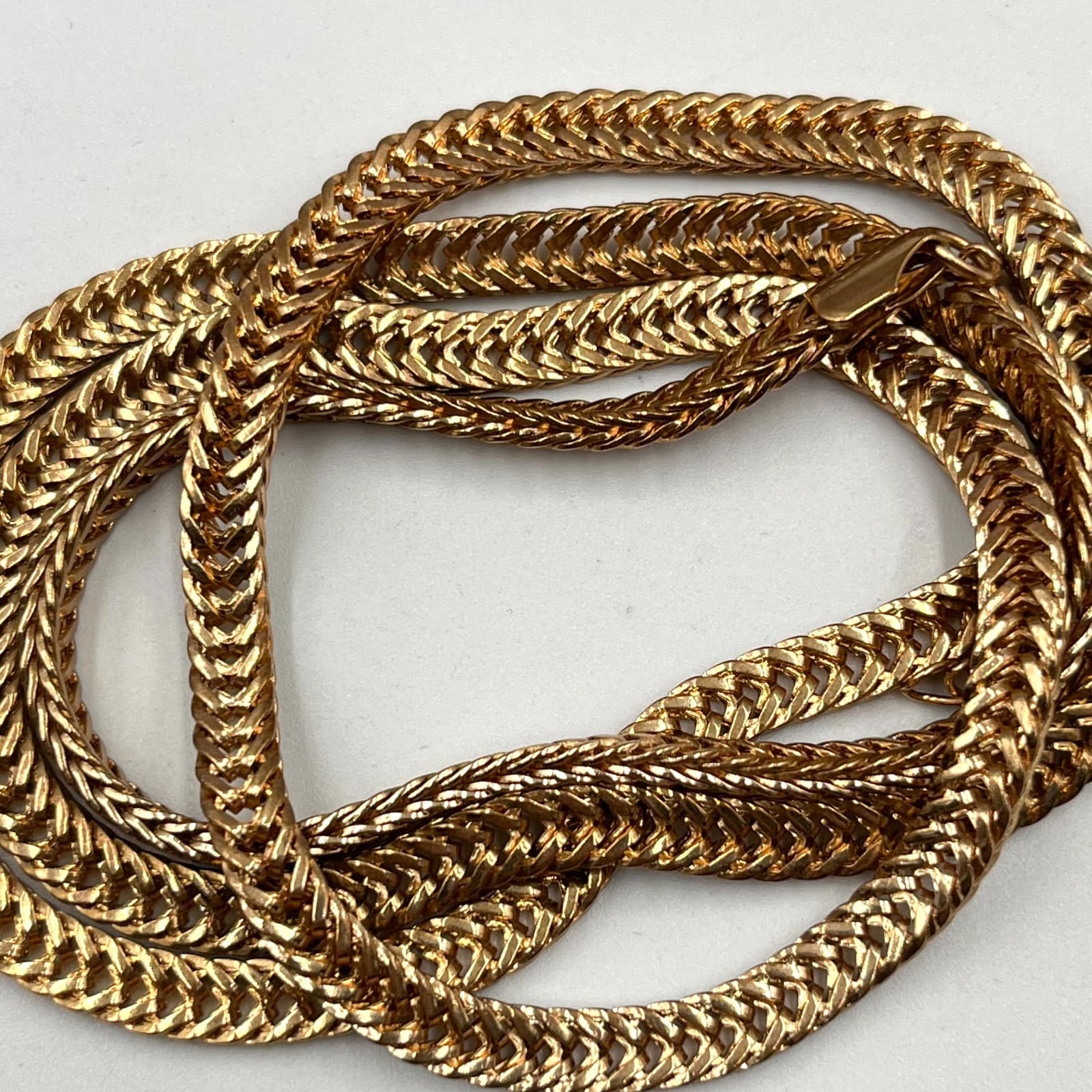 Vintage Style Gold Tone Wheat Chain Necklace Retro Boho Braided Link Lobster - Thumbnail 4