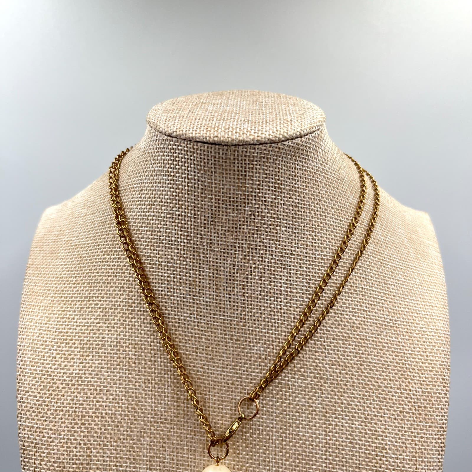 Vintage Boho Gold Tone Faux Pearl & Leaf Tassel Long Pendant Necklace Retro - Thumbnail 5