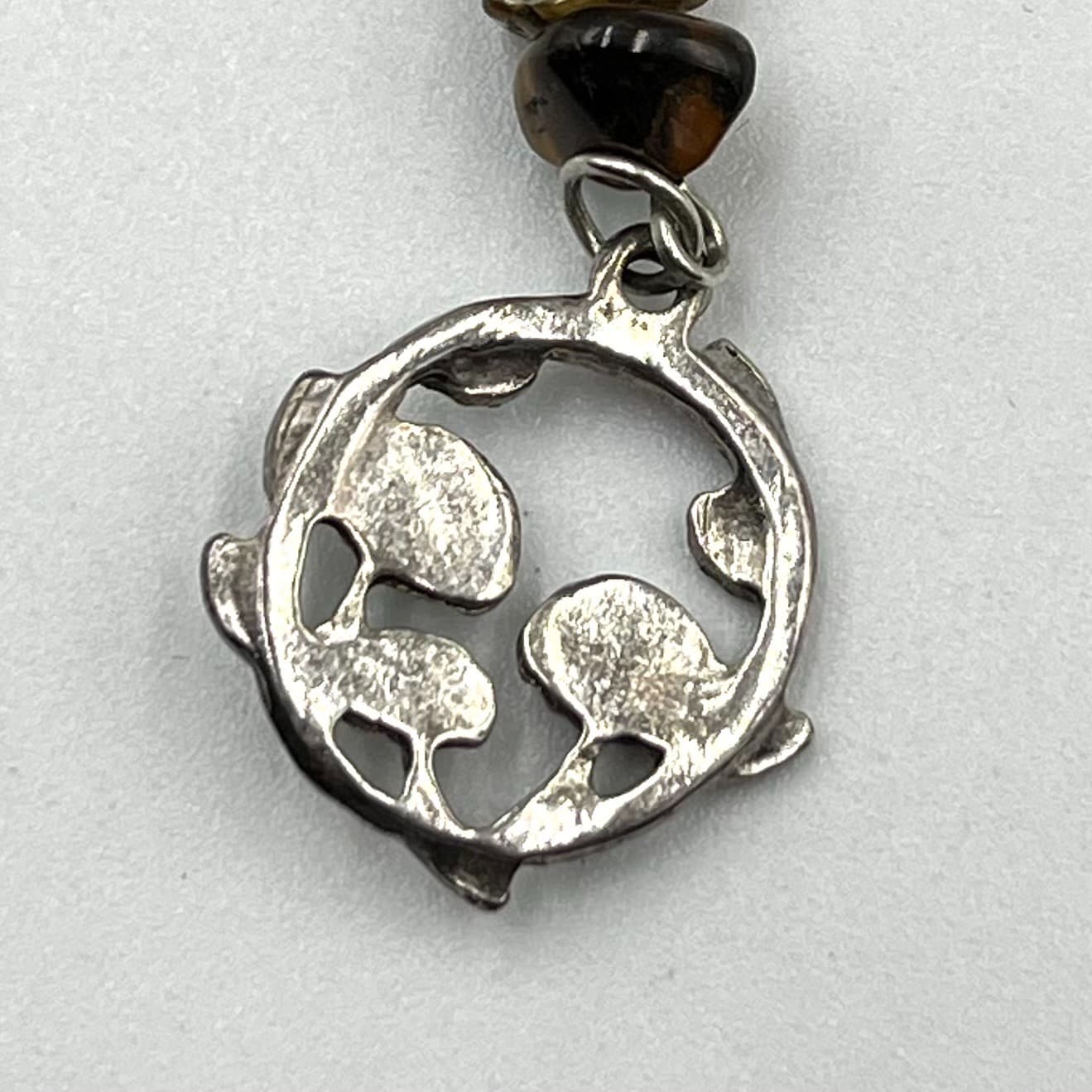VTG Retro Boho Tigers Eye Mushroom Pendant Black Cord Necklace Earthy Goblincore - Thumbnail 5