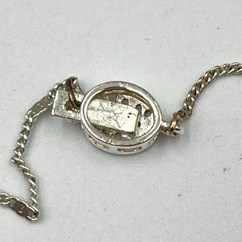Vintage Y2K Silver Tone Lariat Y-Necklace Faux Pearl Crystal Filigree Accent - Thumbnail 7