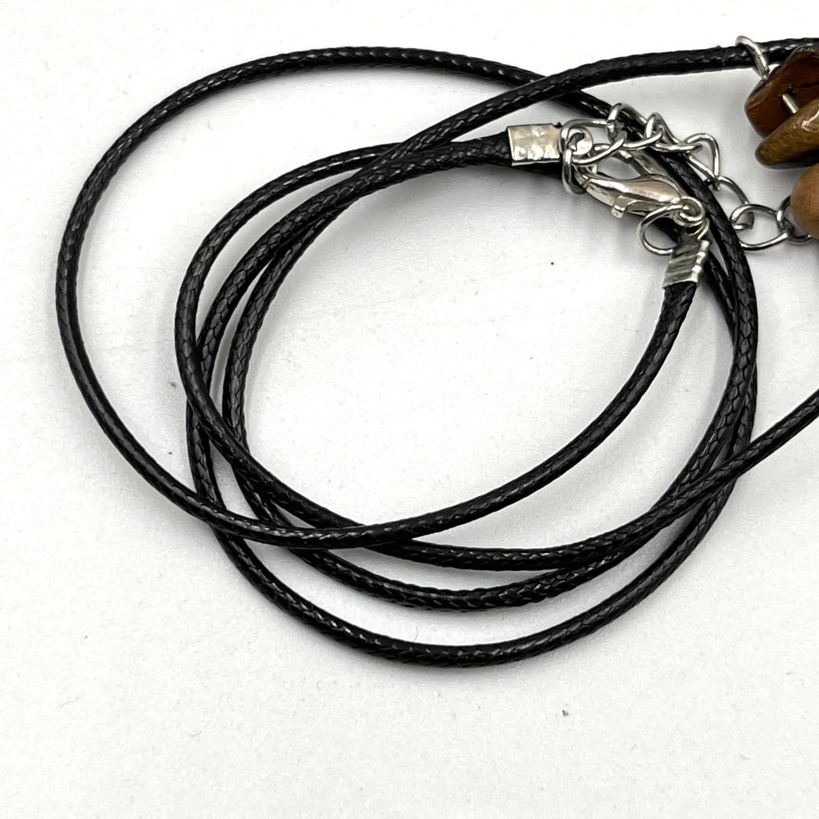 VTG Retro Boho Tigers Eye Mushroom Pendant Black Cord Necklace Earthy Goblincore - Thumbnail 6