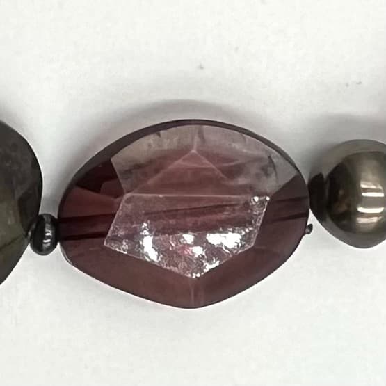 Vintage Retro Purple & Gunmetal Beaded Statement Necklace Boho Y2K Aesthetic - Thumbnail 2