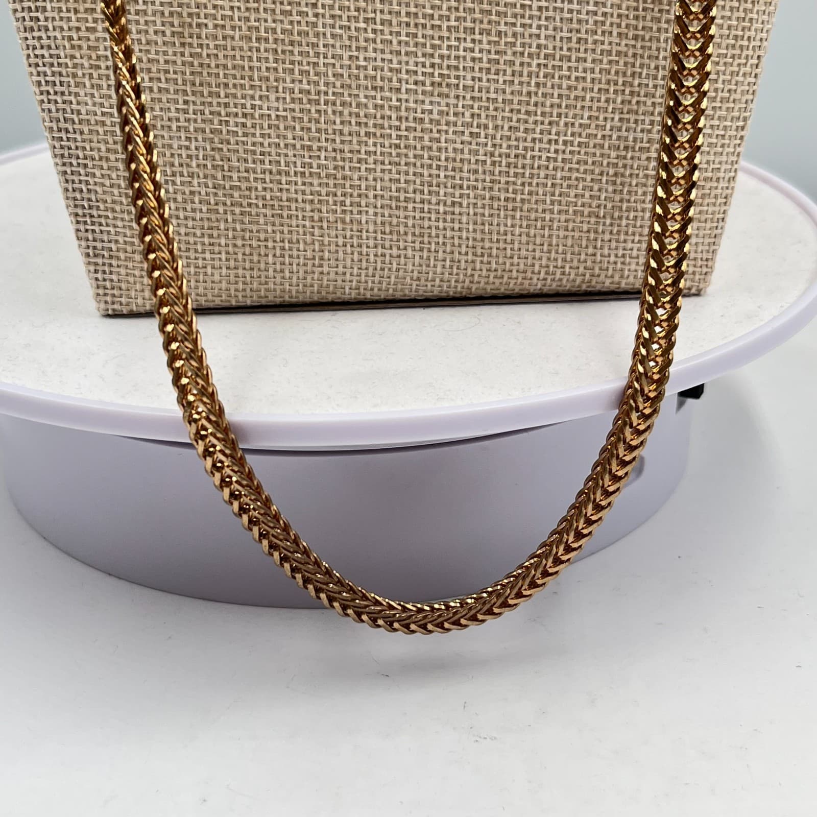 Vintage Style Gold Tone Wheat Chain Necklace Retro Boho Braided Link Lobster - Thumbnail 6