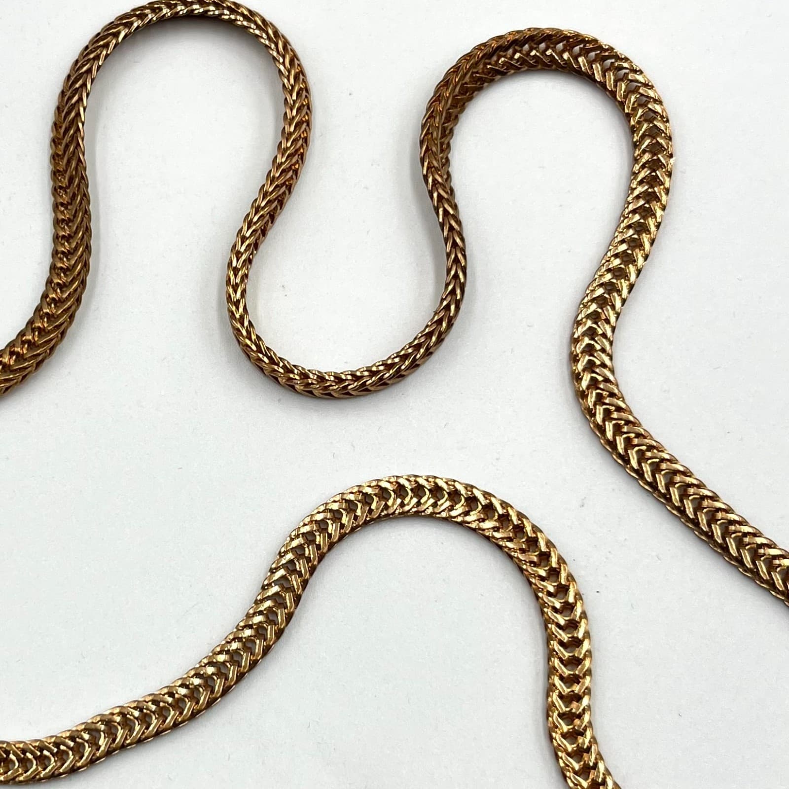 Vintage Style Gold Tone Wheat Chain Necklace Retro Boho Braided Link Lobster - Thumbnail 3