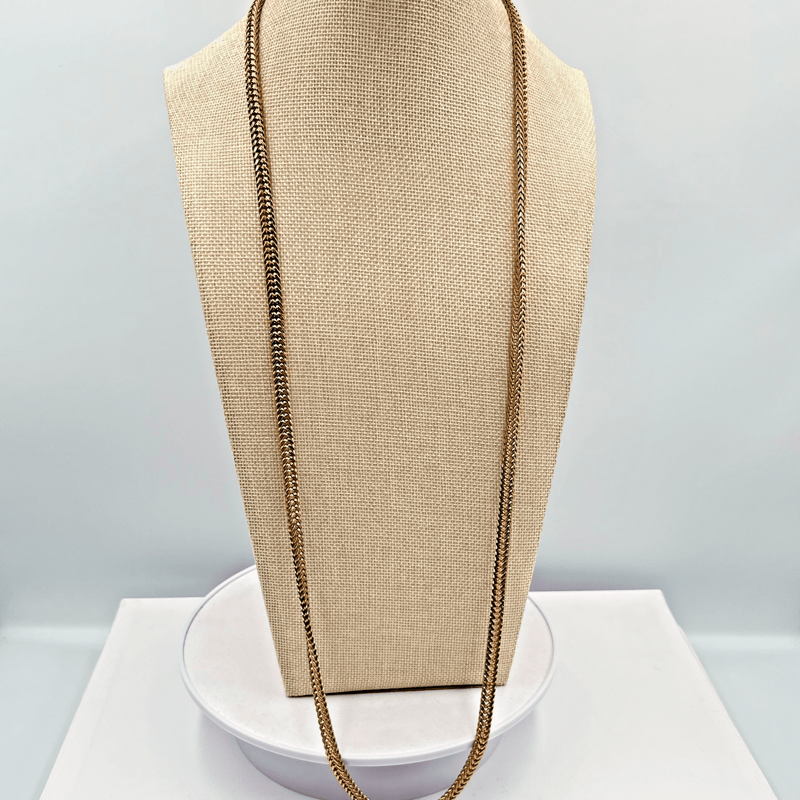 Vintage Style Gold Tone Wheat Chain Necklace Retro Boho Braided Link Lobster
