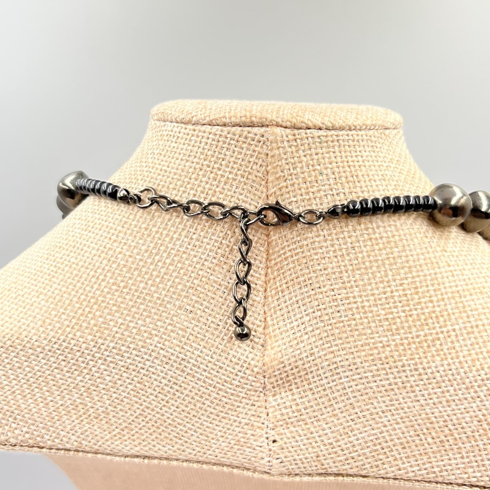 Vintage Retro Purple & Gunmetal Beaded Statement Necklace Boho Y2K Aesthetic - Thumbnail 7
