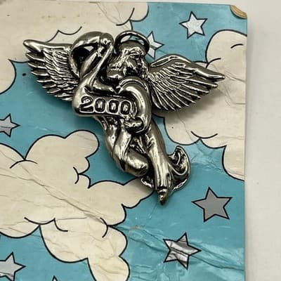 VTG 2000 Millennium Angel Pin Gifts by House of Lloyd 21st Century Brooch New - Thumbnail 2