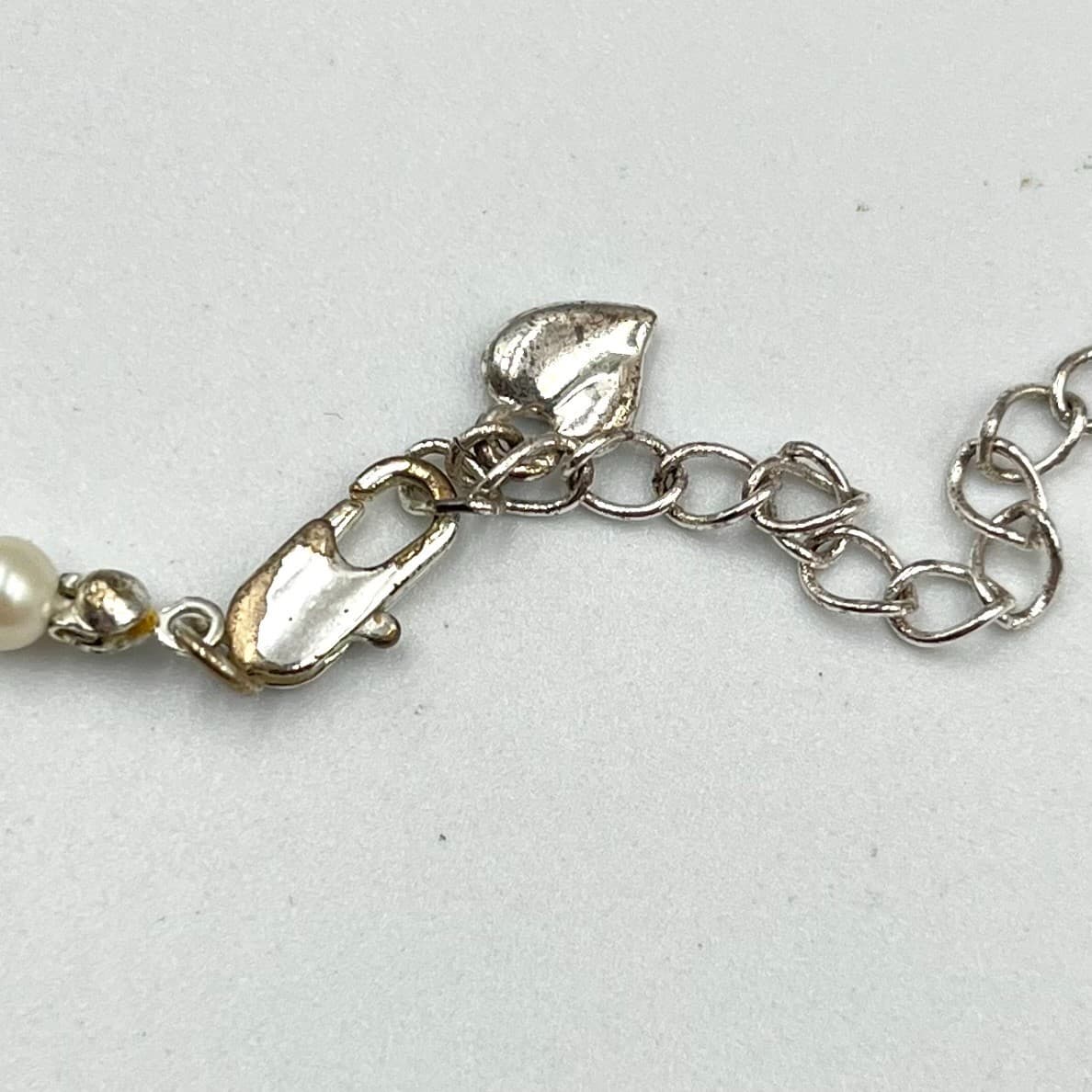 Vintage Faux Pearl Necklace Statement Filigree Open Work Crystal Pendant Bridal - Thumbnail 3
