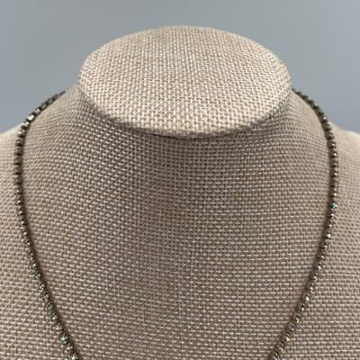 VTG Silver Tone Clear Rhinestone V-Shape Statement Necklace & 2 Tennis Bracelet - Thumbnail 3